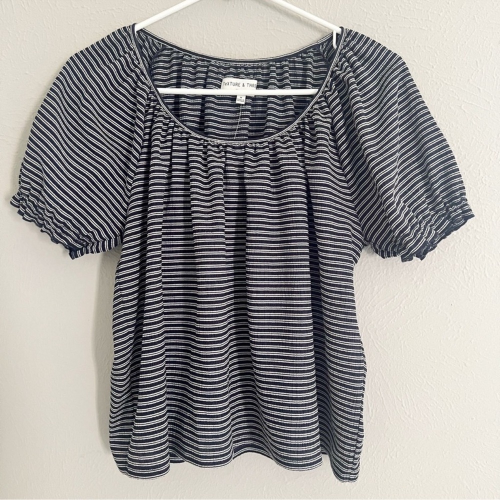 Madewell Texture And Thread Stripe Nwt Rouched Ne… - image 2